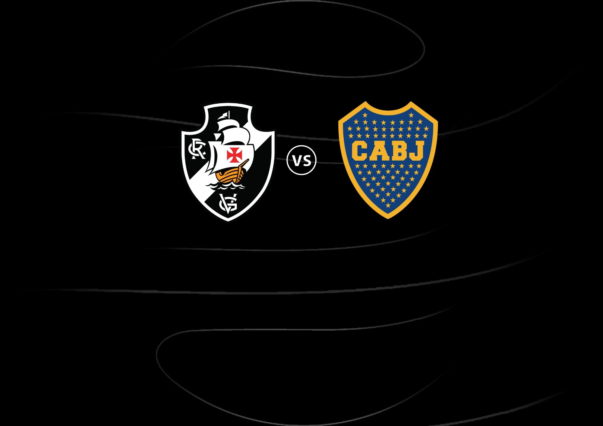Escudos do Vasco da Gama e do Boca Juniors em fundo preto – ingressos e pacotes para jogos do Vasco com a Event Mundi