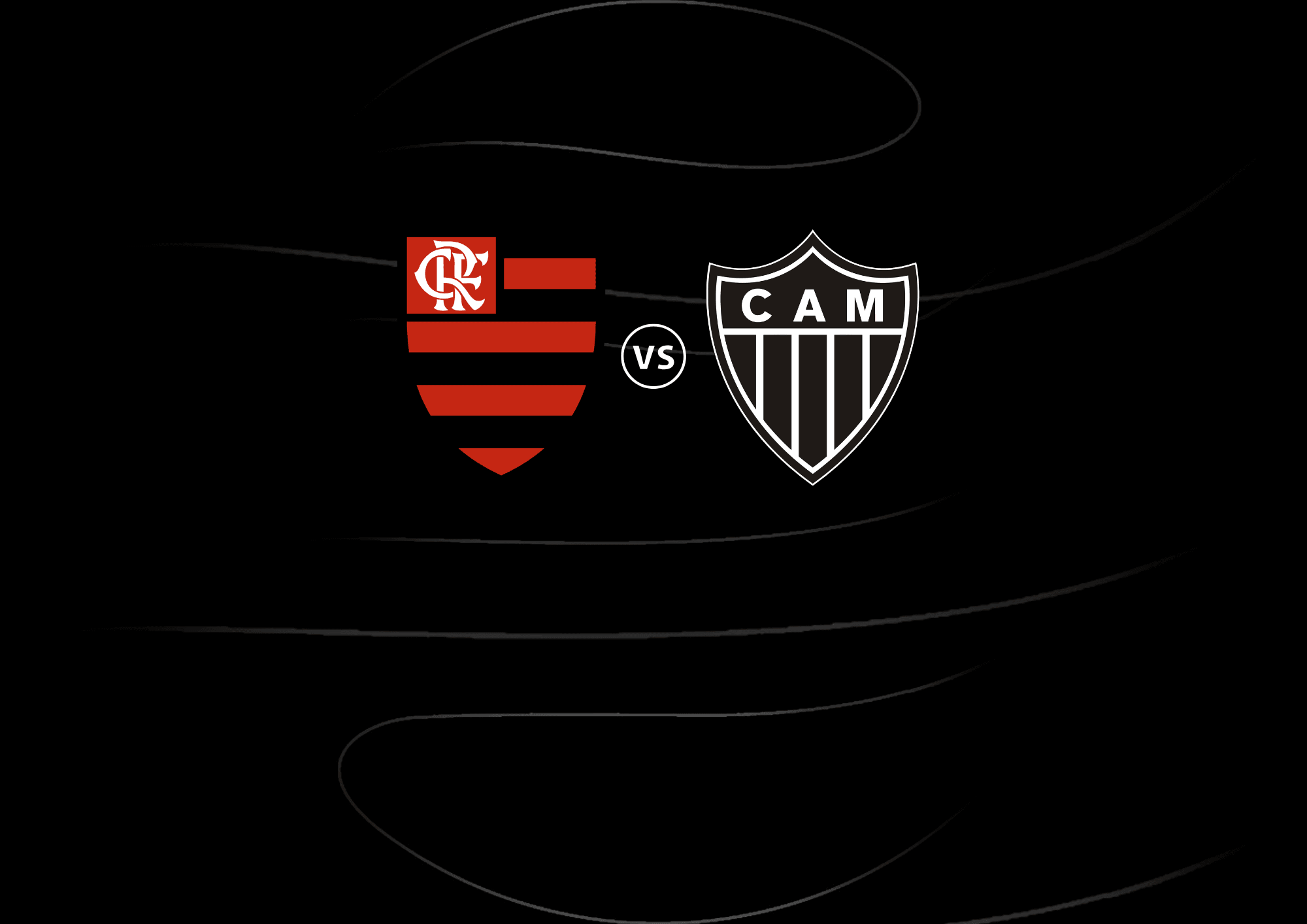Escudos do Flamengo e do Atlético Mineiro em fundo preto – Flamengo x Galo